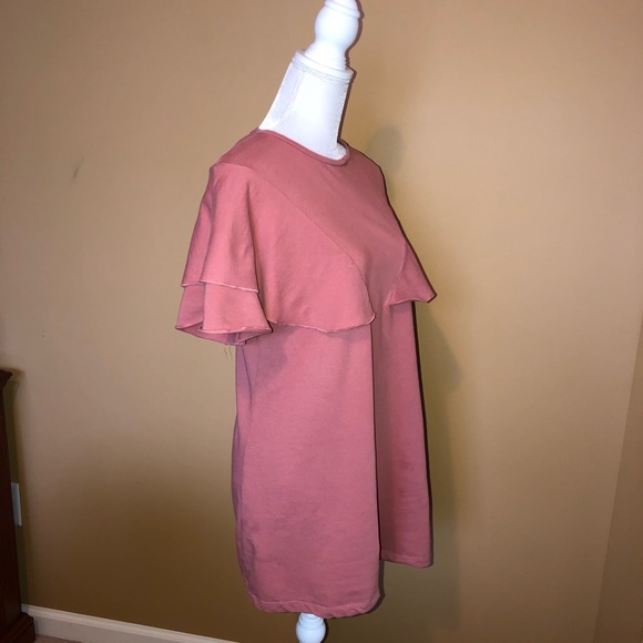 Zara salmon pink ruffle T-shirt dress - Picture 2 of 6